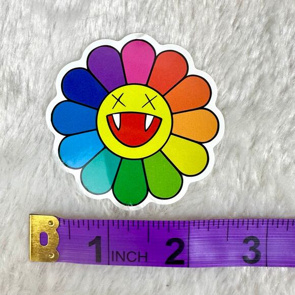 Murakami looking smile rainbow Pillow, stickers & bag charm keychain - Picture 10 of 11